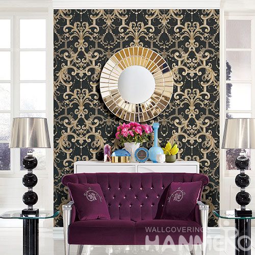 HANMERO Nature Beautiful Black Color Design Wallpaper PVC Fashion Style Study Room Decor Cozy Wallcovering Best Selling