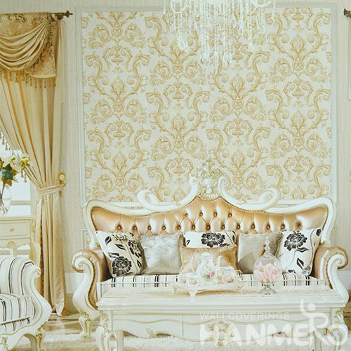 HANMERO Beige Color Home Interior PVC 1.06M Cintemporary Wallpaper for TV Sofa Background Professional Wallcovering Manufacturer