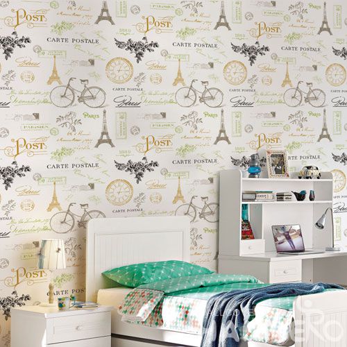 HANMERO Economical Eco-friendly Eiffel Tower Design Kids Bedroom Wallpaper Natural Material for Home Desinger in Modern Style On Sale