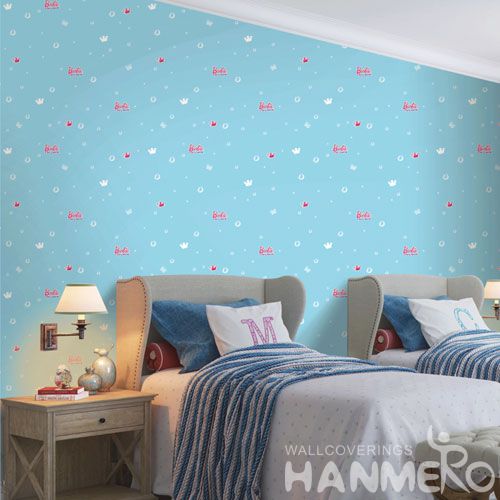 HANMERO Fancy Blue Color Eco-friendly Natural Wallpaper 0.53 * 10 M Modern European Kids Room Decor Wallcovering Photo Quality
