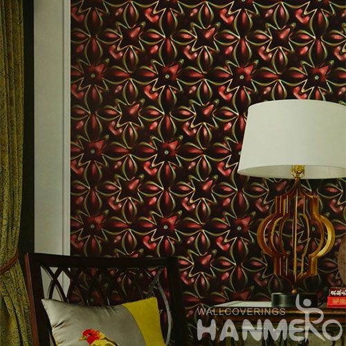 HANMERO Household Living Room Wall Red Flowers Wallpaper PVC 0.53 * 10M Shop Online Wallcovering Chinese Factory