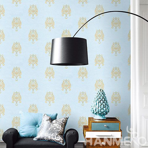 HANMERO European Modern Light Blue Color 0.53 * 10M PVC Wallpaper Wholesale Prices for TV Sofa Background Decorative