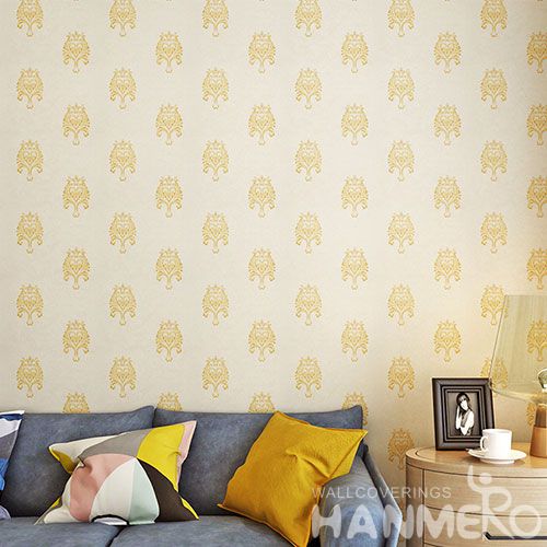 HANMERO Beige Color CE certificate Removable PVC Wallpaper PVC 0.53 * 10M Nightclub Saloon Decoration Wallcovering