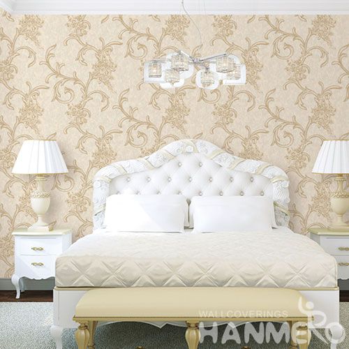 HANMERO PVC Sofa TV Background Decor Wallpaper European Cozy Style 0.53*10M PVC Wallcovering Beige Color