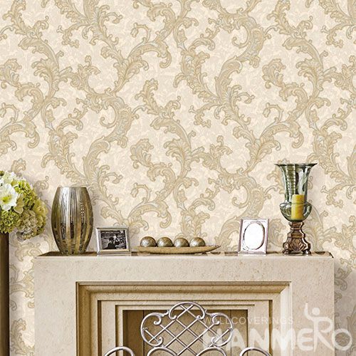 HANMERO Vinyl-coated Yellow Color Wallcovering PVC Living Room Decorative Wallpaper Professional Wholesale