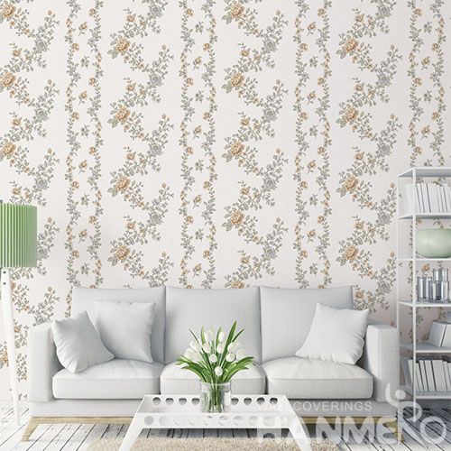 HANMERO Floral Eco-friendly Vinyl-coated PVC Wallcovering Office Kitchen Wall Decor Wallpaper Classic Style Chinese