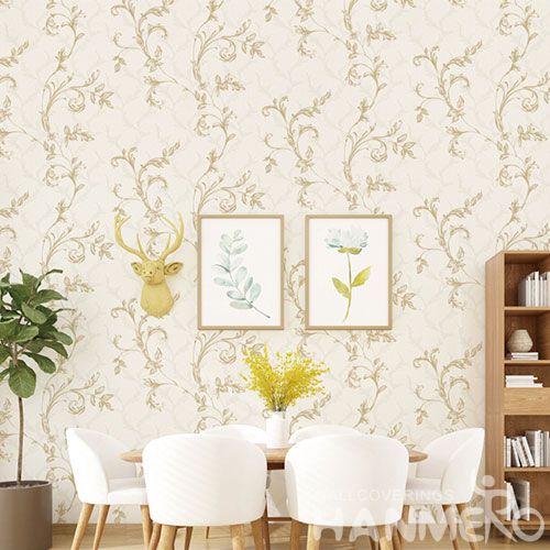 HANMERO Chinese Light Beige Wallcovering Supplier Natural Material PVC Wallpaper for Commericial Office Wall Usage