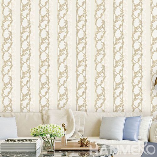 HANMERO Affordable Beige Color Natural PVC Wallpaper Household Room Wallcovering Best Prices from Chinese Dealer
