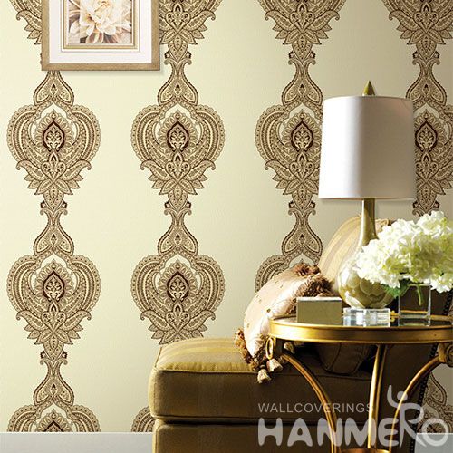  HANMERO Modern European Design Flocking Non-woven Wallpaper 0.53 * 10M for Room Decoration from China Factory Wallcovering Supplier