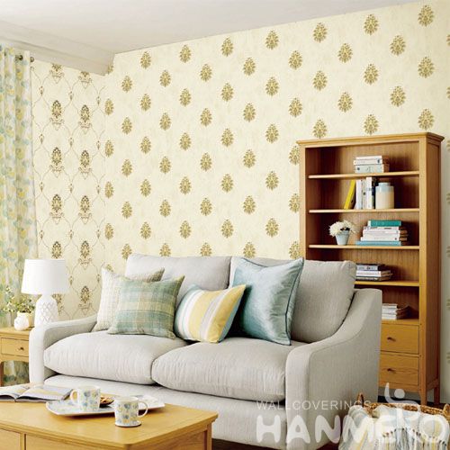 HANMERO Bed Room Wall Decoration Wallpaper Beige Color Fancy Floral Design Non-woven 0.53 * 10M China Wallcovering at Wholesaler Prices