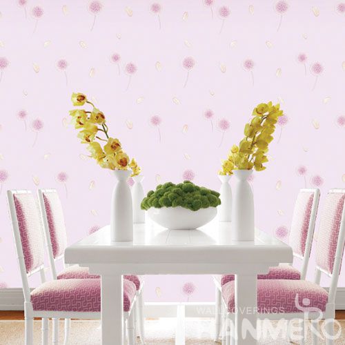 HANMERO Pink Eco-friendly Vinyl-coated Non-woven Wallcovering Bathroom Bedroom Wall Decor 0.53 * 10M Wallpaper Modern Simple Style