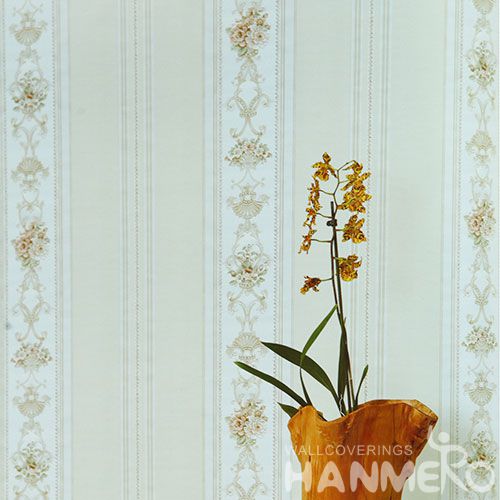 HANMERO Fancy Flowers Stripes Pattern PVC Cheap Wallpaper 0.7 * 10M Modern European Style Wallcovering Photo Quality