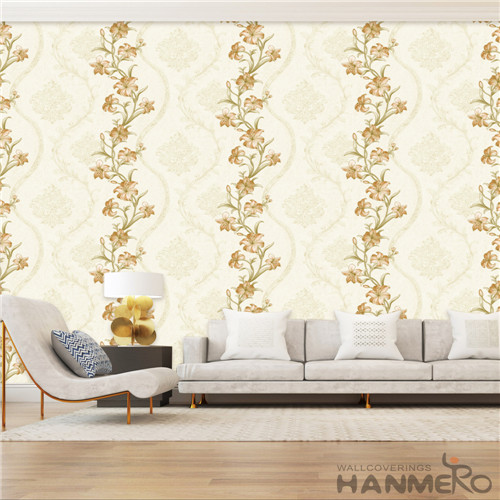 HANMERO PVC 0.53*10M Floral Flocking European Household Standard decorating wallpaper