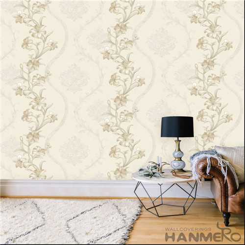 HANMERO PVC Standard Floral Flocking 0.53*10M Household European wallpaper for interior
