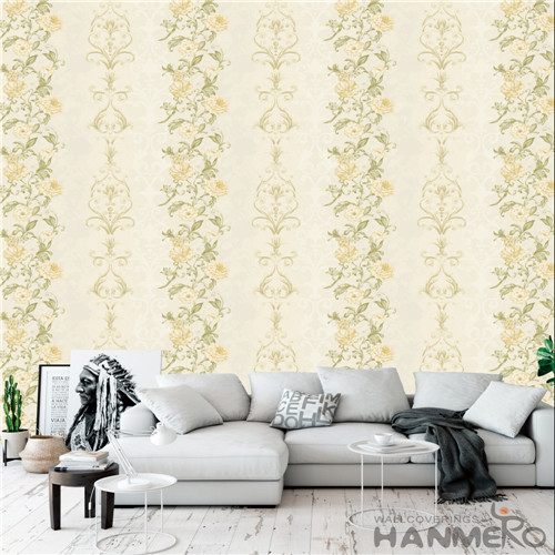 HANMERO PVC Standard Household Flocking European Floral 0.53*10M retro wallpaper