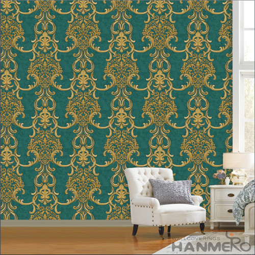 HANMERO PVC Standard Floral Household European Flocking 0.53*10M wallpaper online shopping