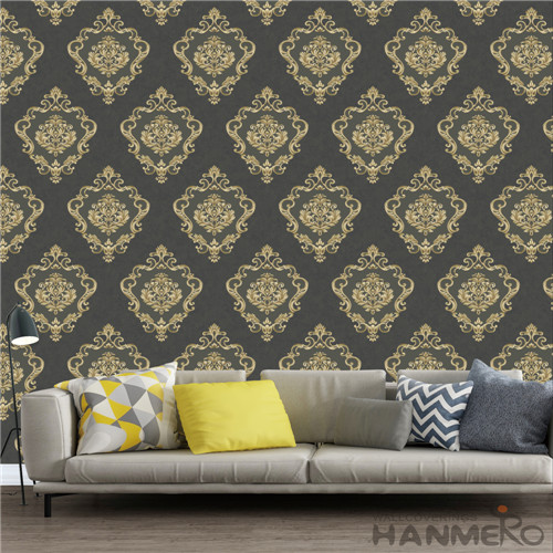 HANMERO PVC Standard Floral European Flocking Household 0.53*10M wall covering wallpaper