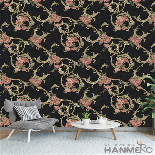 HANMERO PVC Standard Flocking Floral European Household 0.53*10M buy online wallpaper