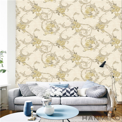 HANMERO PVC Floral Standard Flocking European Household 0.53*10M latest wallpapers for walls
