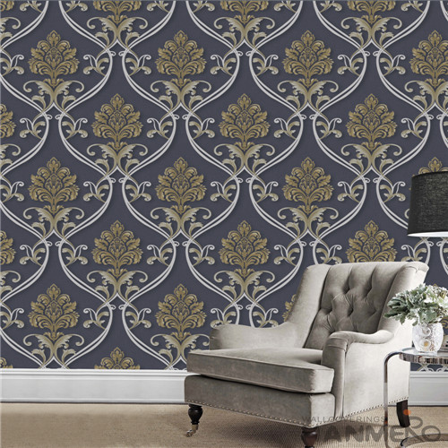 HANMERO 0.53*10M black border wallpaper Floral Flocking European Household Standard PVC