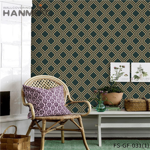 HANMERO PVC Gold Foil Dealer Geometric Technology wallpaper for walls online Theatres 0.53*10M Classic