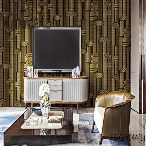 HANMERO 0.53*10M Dealer Geometric Technology Classic Theatres PVC Gold Foil wallpaper for office walls