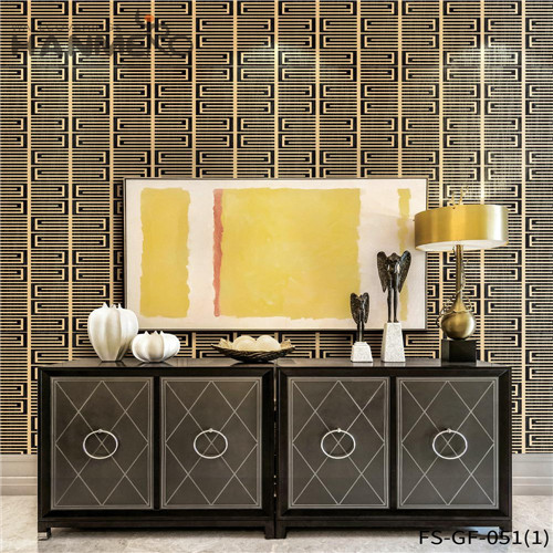 HANMERO PVC Gold Foil 0.53*10M Geometric Technology Classic Theatres Dealer wallpaper for walls shop