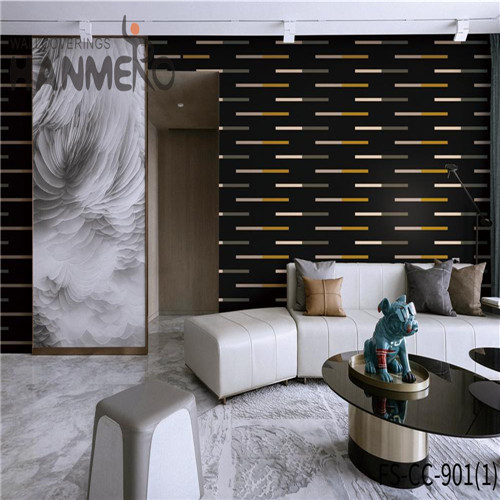 HANMERO Non-woven Luxury Geometric Modern Technology Bed Room 0.53*10M black wallpaper designs for walls