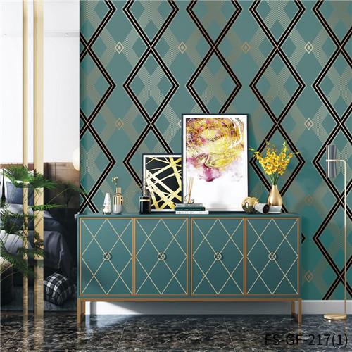 HANMERO Gold Foil Cheap Geometric Deep Embossed Classic Home Wall wallpaper designer 0.53*10M