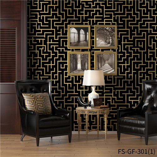 HANMERO Gold Foil Cheap Deep Embossed Geometric Classic Home Wall 0.53*10M design of wallpaper for home