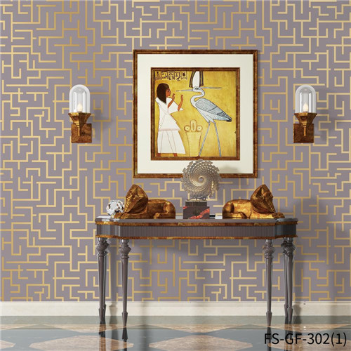 HANMERO Geometric Cheap Gold Foil Deep Embossed Classic Home Wall 0.53*10M design wallpaper online