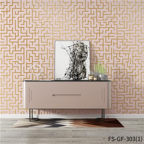 HANMERO Gold Foil Geometric Cheap Deep Embossed Classic Home Wall 0.53*10M design wallpaper for bedroom