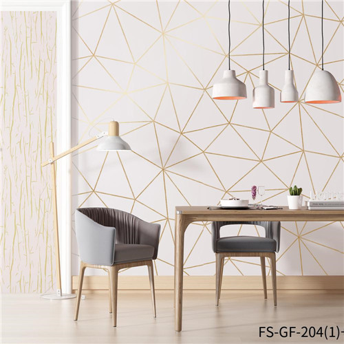 HANMERO Cheap 0.53*10M designer room wallpaper Deep Embossed Classic Home Wall Gold Foil Geometric