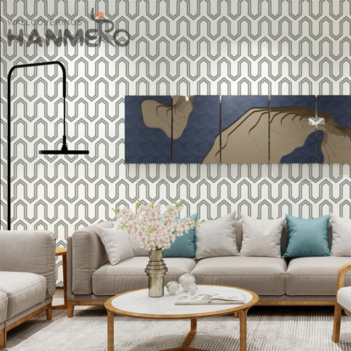 HANMERO Velvet Cheap home wallpaper designs Deep Embossed Modern Theatres 0.53*10M Geometric