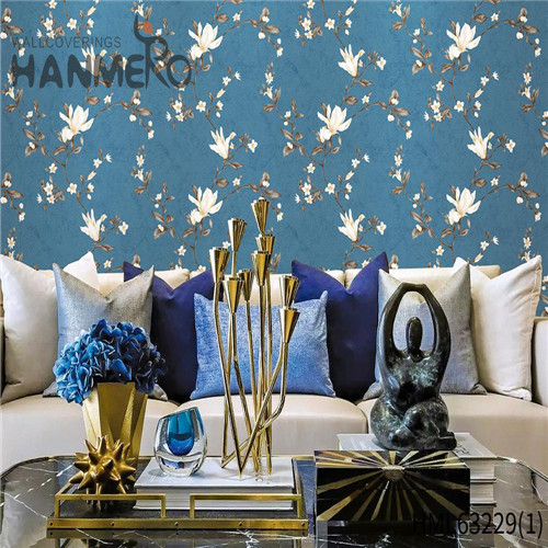 HANMERO PVC Sex 0.53*10M Deep Embossed Pastoral Hallways Flowers wallpaper buy online