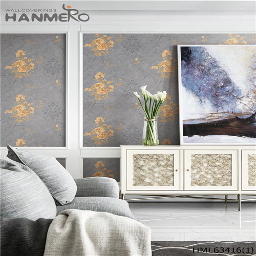 HANMERO PVC Dealer 0.53*10M Deep Embossed European Saloon Flowers model wallpaper