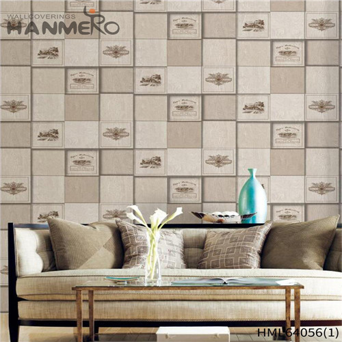 HANMERO 0.53*10M New Style Geometric Flocking Modern Home Wall PVC wallpaper suppliers