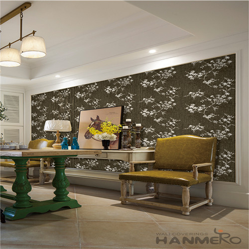 HANMERO Latest Removable Chinese Supplier 0.53*10M Non-woven Wallpaper Brown Color Home Decoration Floral Designs