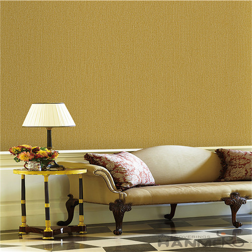 HANMERO Chinese Eco-friendly 0.53*10M Non-woven Wallpaper Modern Style Pure Yellow Color with Exclusive Technology On Sale
