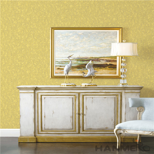 HANMERO New Arrival Household Wallcovering Supplier Yellow Color Non-woven Wallpaper Best Prices 0.53*10M/Roll