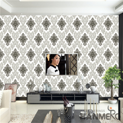 HANMERO PVC New Design Deep Embossed Flowers European Living Room 0.53M wall with wallpaper