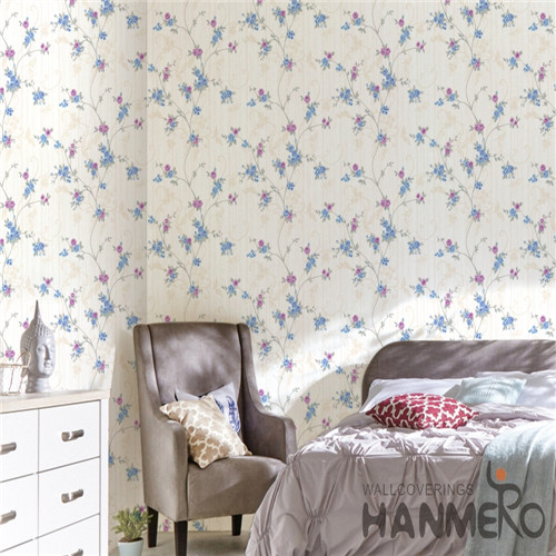 HANMERO PVC Hot Selling Flowers Bronzing Modern bedroom design wallpaper 0.53*10M Saloon