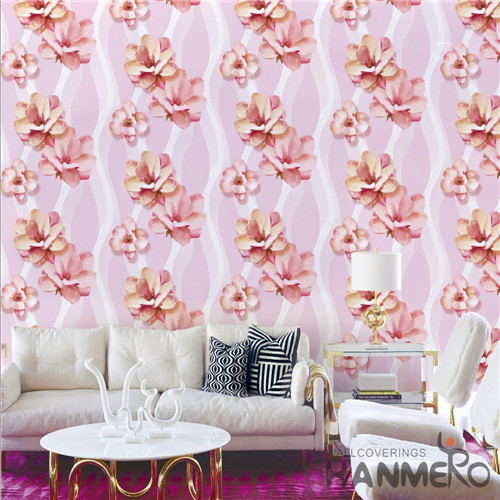 HANMERO PVC Hot Selling 0.53*10M Bronzing Modern Saloon Flowers wallpaper for less