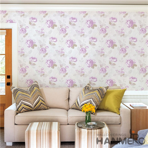 HANMERO PVC Hot Selling Flowers Bronzing Modern 0.53*10M Saloon wall paper for walls