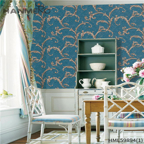 HANMERO PVC 0.53*10M Flowers Deep Embossed Pastoral Living Room Cheap wallpaper wall coverings