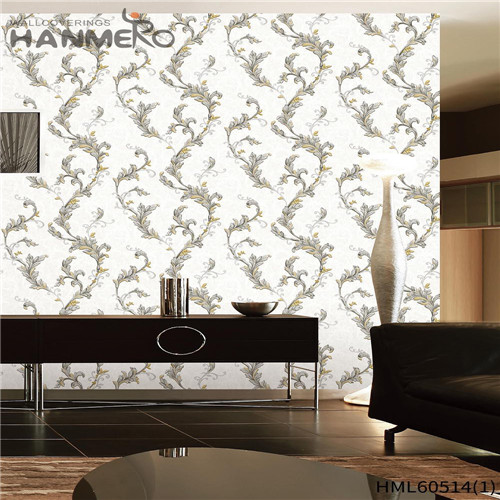 HANMERO PVC Manufacturer Damask Bronzing Mediterranean 0.53*10M Kids Room prepasted wallpaper for sale