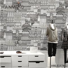 HANMERO black wallpaper designs for walls Decor Landscape Flocking European Restaurants 0.53*10M PVC