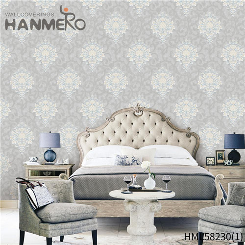 HANMERO PVC Professional Supplier Flowers Flocking Modern wallpaper for bedroom wall 0.53*10M Church