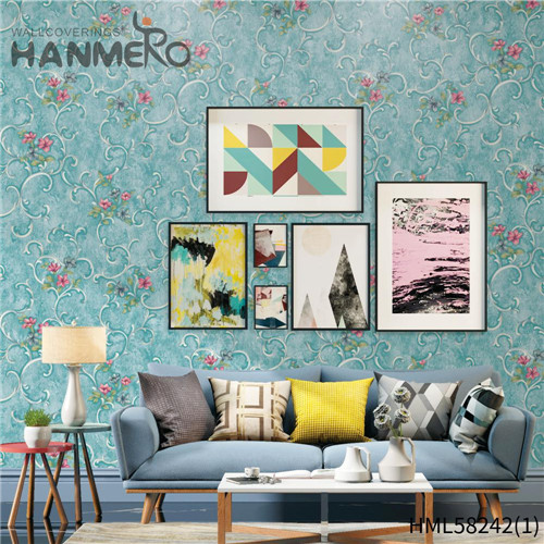 HANMERO 0.53*10M Professional Supplier Flowers Flocking Modern Church PVC online wallpaper shopping