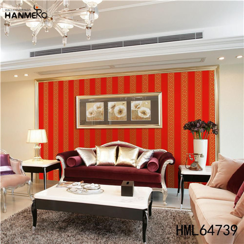 HANMERO Professional Supplier PVC Geometric Deep Embossed 0.53M flock wallpaper Classic Kitchen